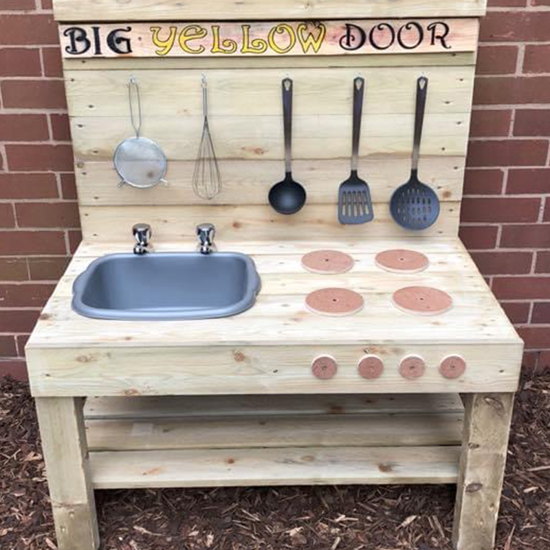 wooden toy kitchen set