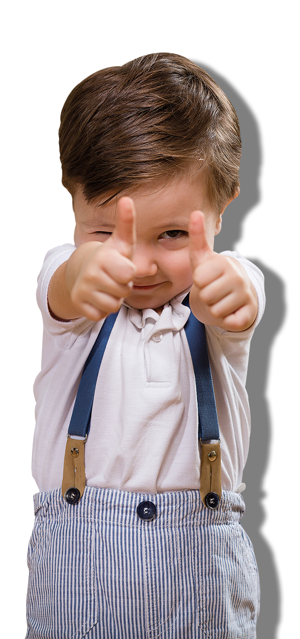 Happy child giving the thumbs up