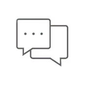 Icon of two overlapping chat bubbles, one with three dots indicating typing or messaging.
