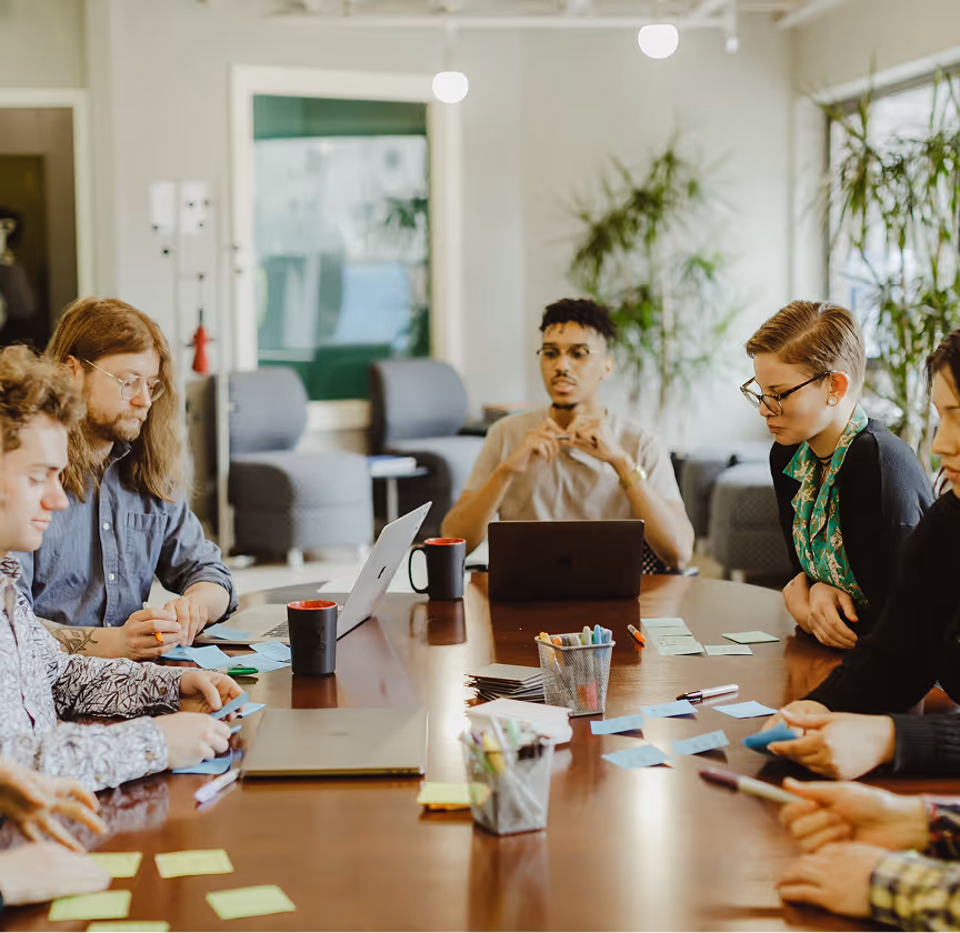 Atomic Object developers and designers in an in-depth project discovery meeting