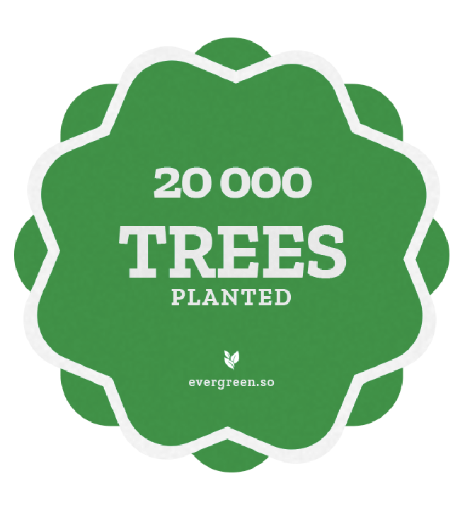 A badge showing 20,000 trees planted