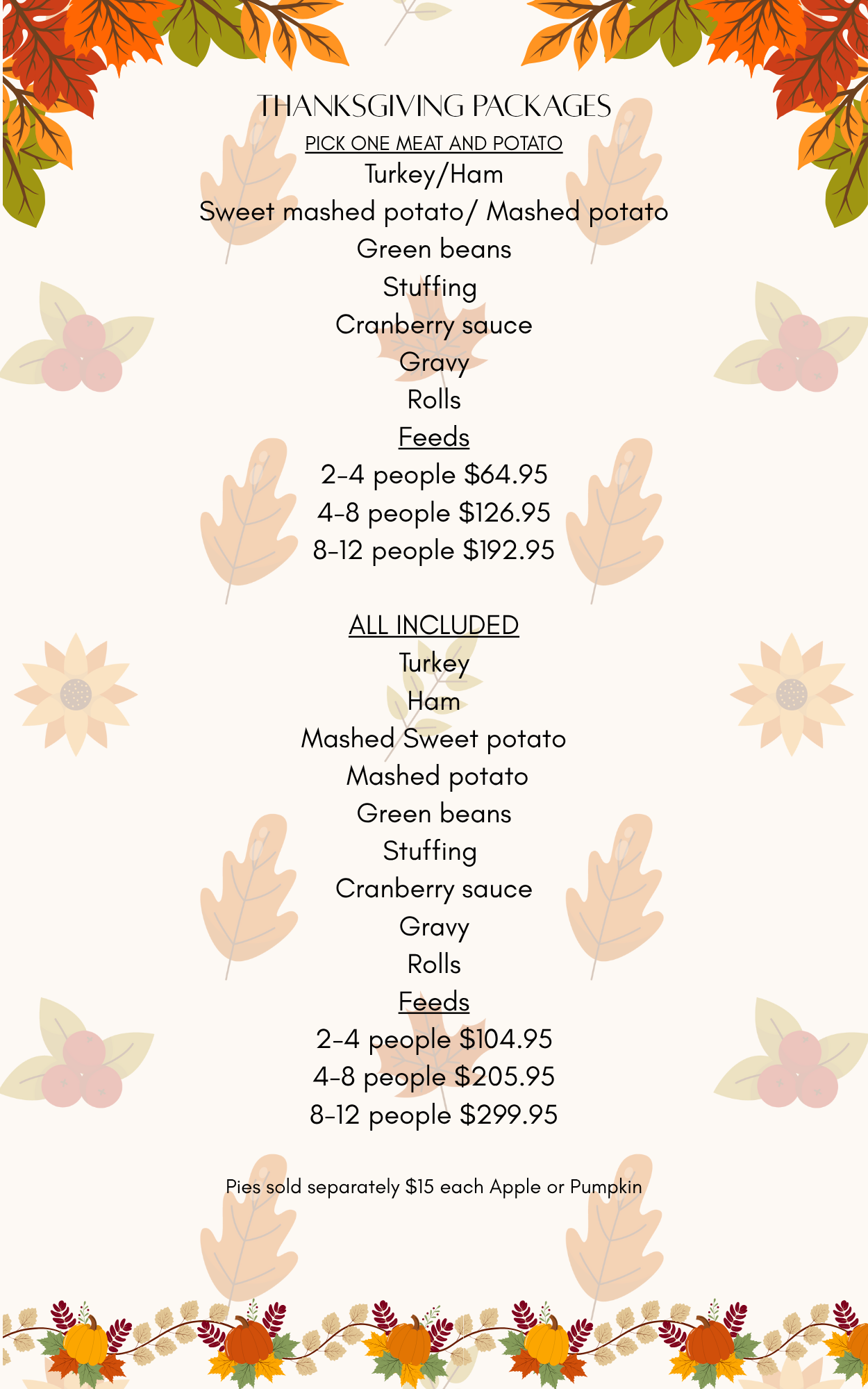 Thanksgiving Packages