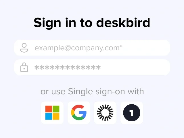 Accedi a deskbird con Microsoft, Google, Okta o OneLogin