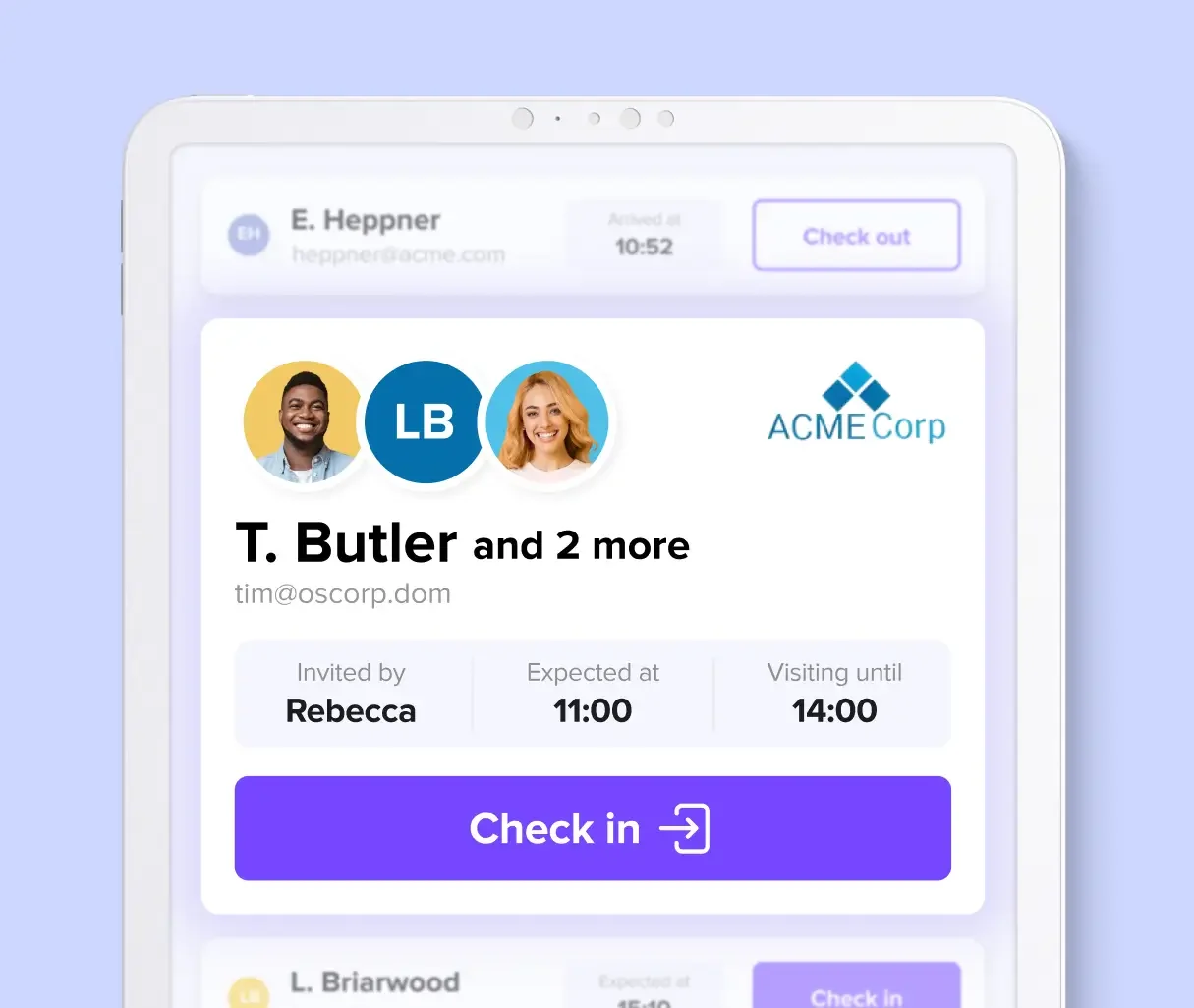 Registrazione dei visitatori presso deskbird