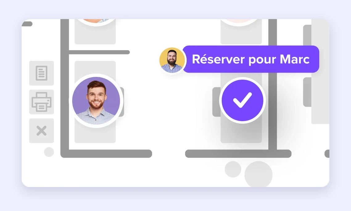 Réservation d’un poste pour un collègue sur le plan d’étage