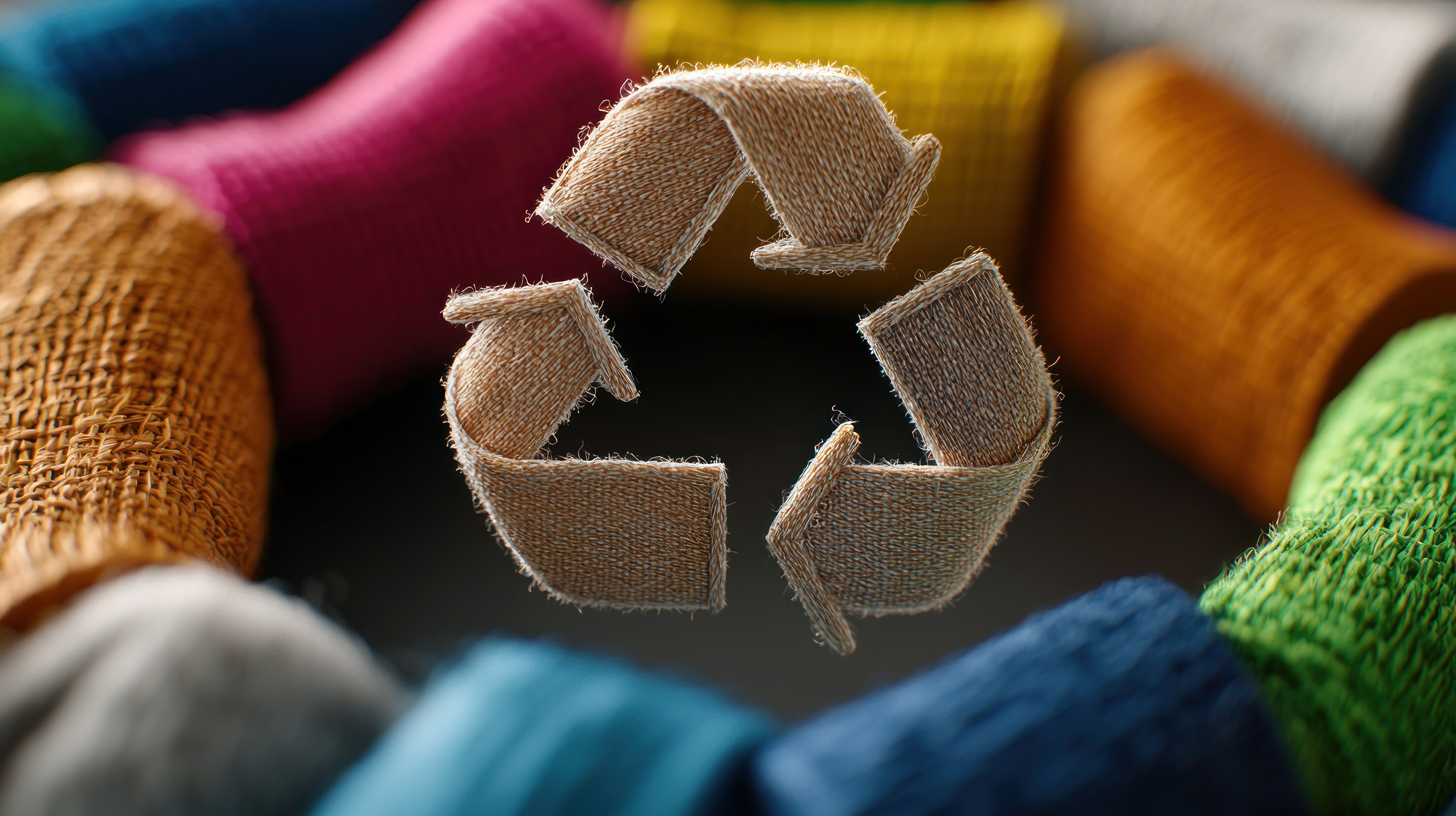 Recycling symbol made of fabric