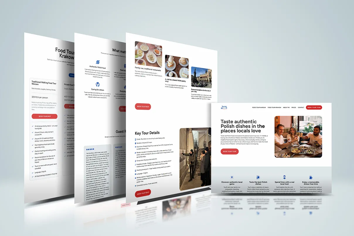 Website for Food Tour Company Be My Guest