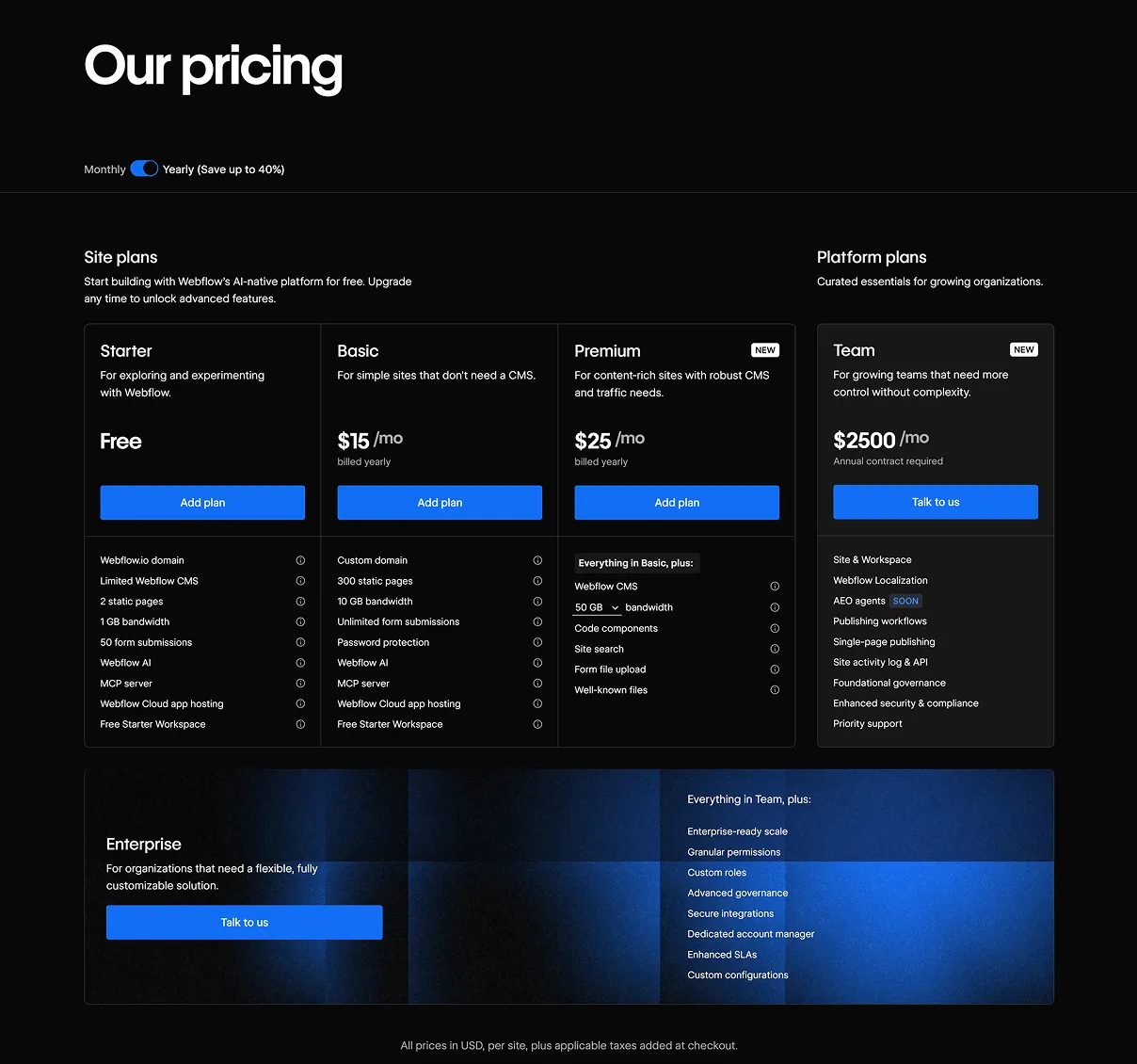 Cennik Webflow