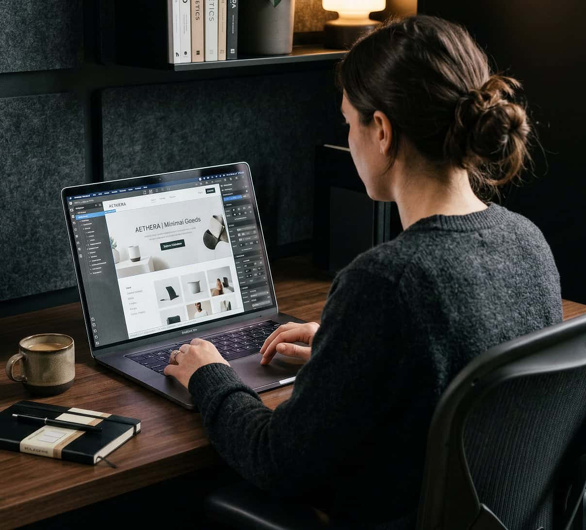 developer Webflow pracujący na komputerze