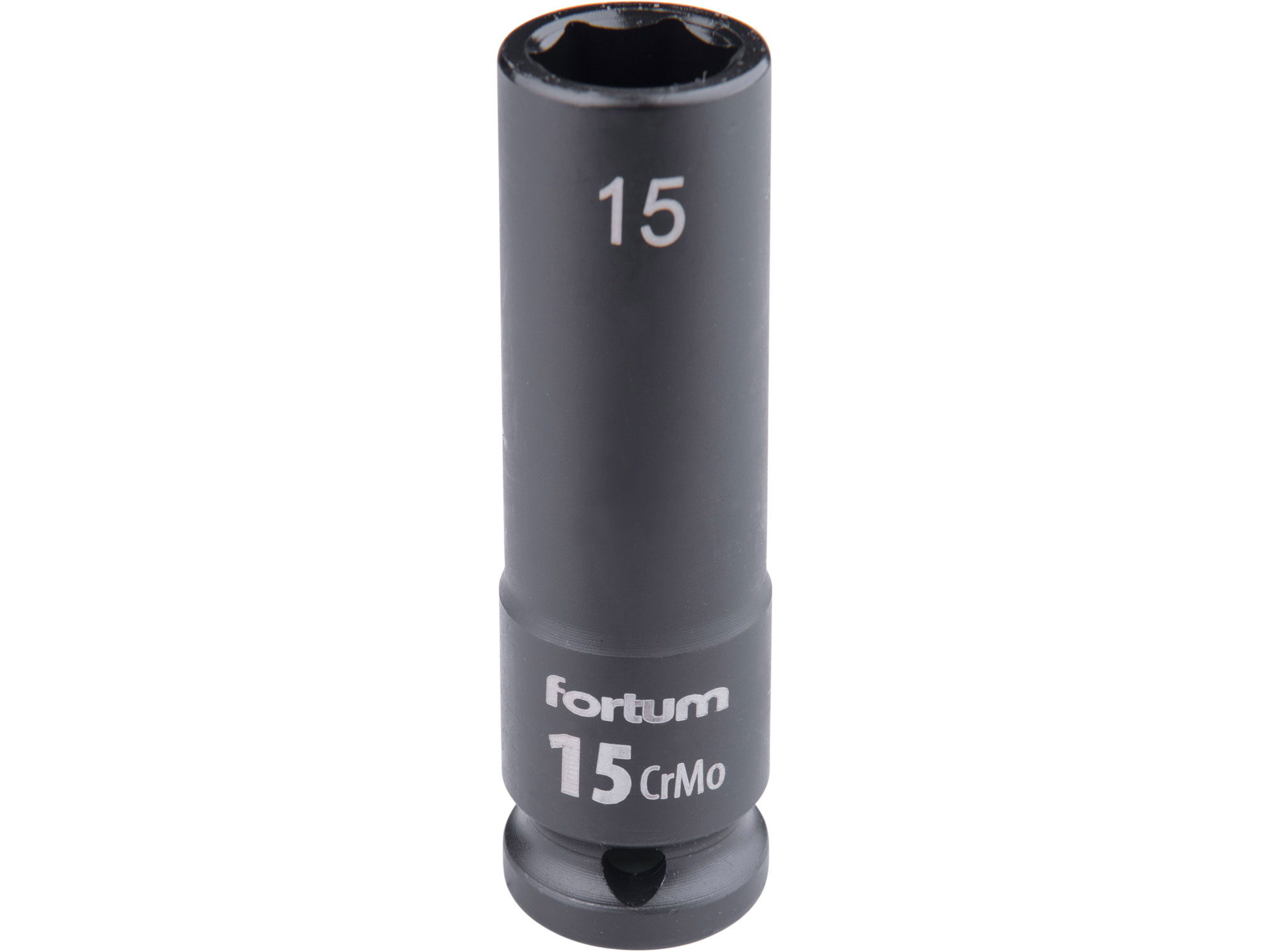 gépi (impakt) dugófej 1/2", 15 mm, L 78 mm, feketített, FORTUM