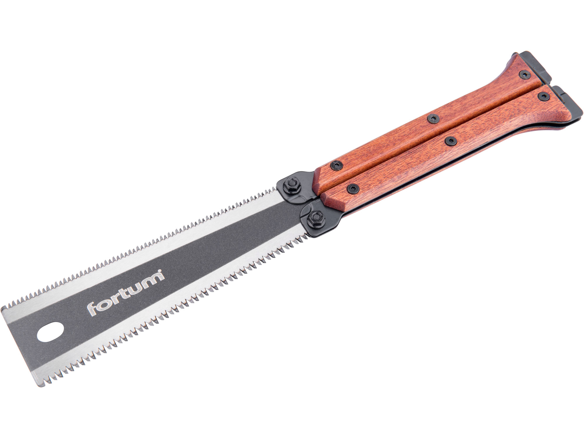 fafűrész, összecsukható, teljes/penge hossz: 300/140 mm, teflon bevonatú penge SK5 acélból, kétoldalas