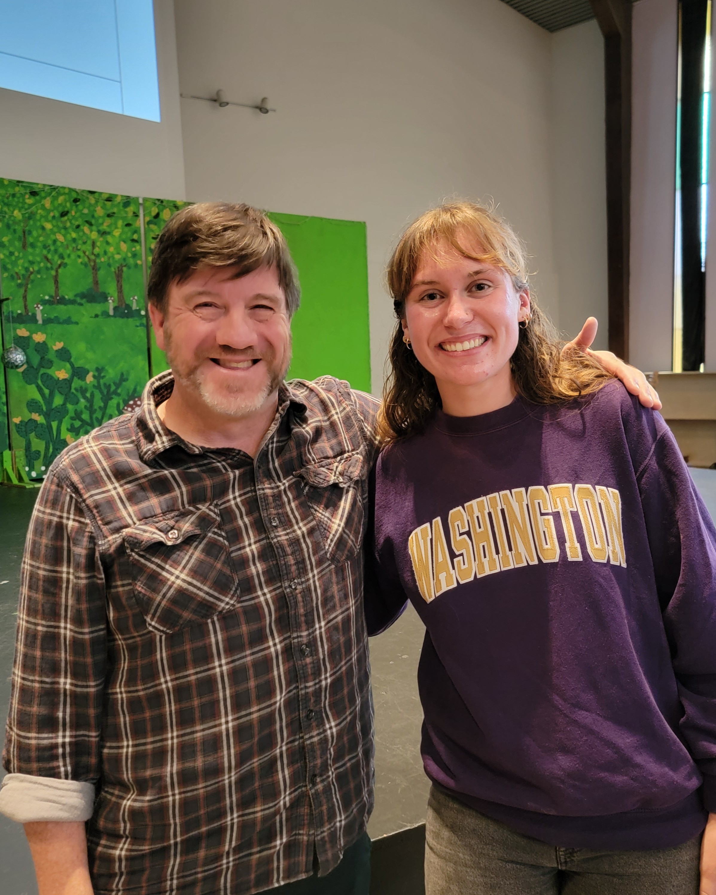 A NOVA graduate that is now graduating from the University of Washington is pictured with her NOVA science teacher after coming back and giving a presentation on her current science concentration that Mr. Campbell helped to inspire her to work towards