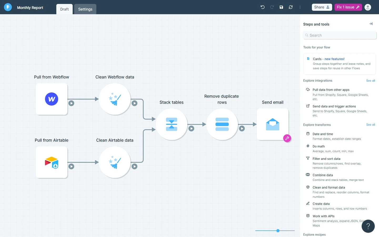 Webflow Automation on Parabola