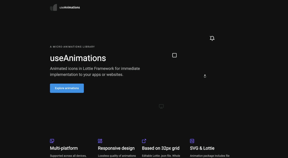 useAnimations Web app