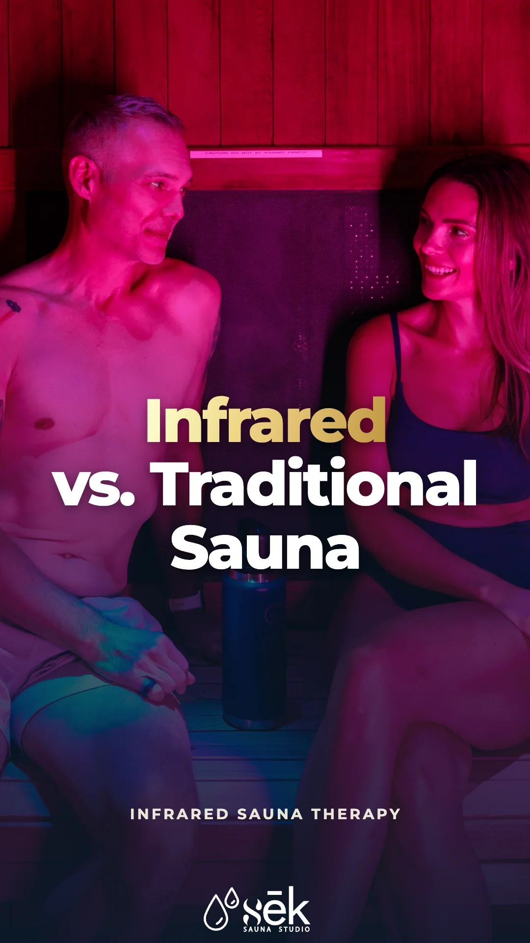Infrared sauna cabin at sēk Sauna Studio in Franklin, TN, with the title Infrared vs. Traditional Sauna.