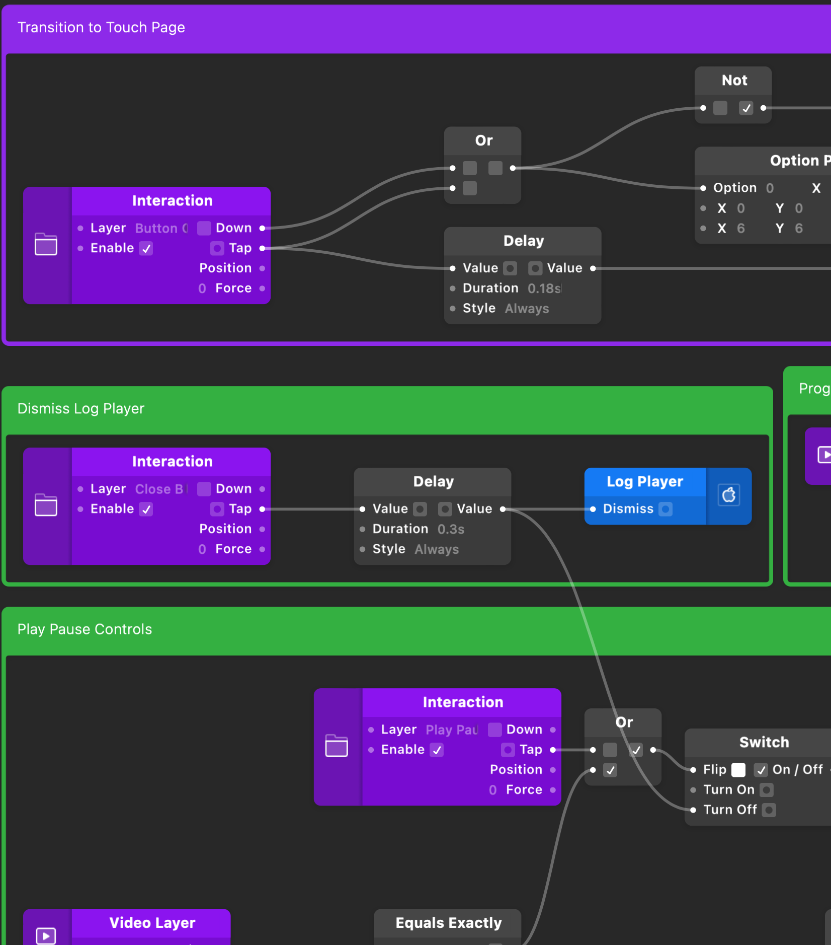 Different sections of Prototype Nodes