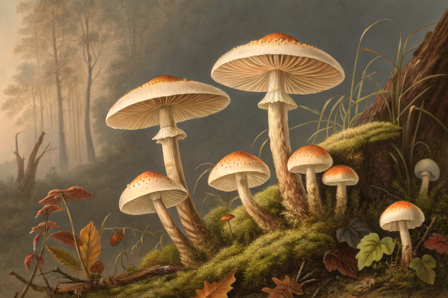 Cluster of fungi growing outdoors.