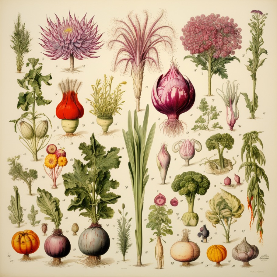 Chart illustrating companion planting combinations for various vegetables.
