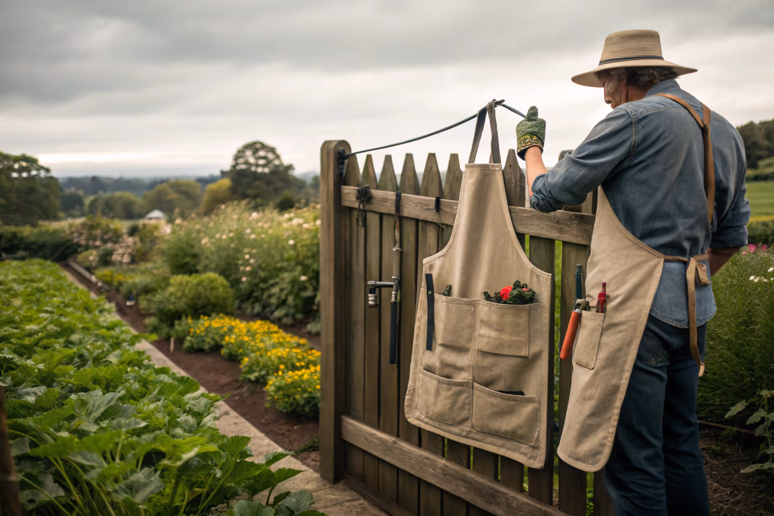 Selecting an apron with deep pockets helps me securely carry ties, gloves, pruners and seed packets comfortably around the garden.