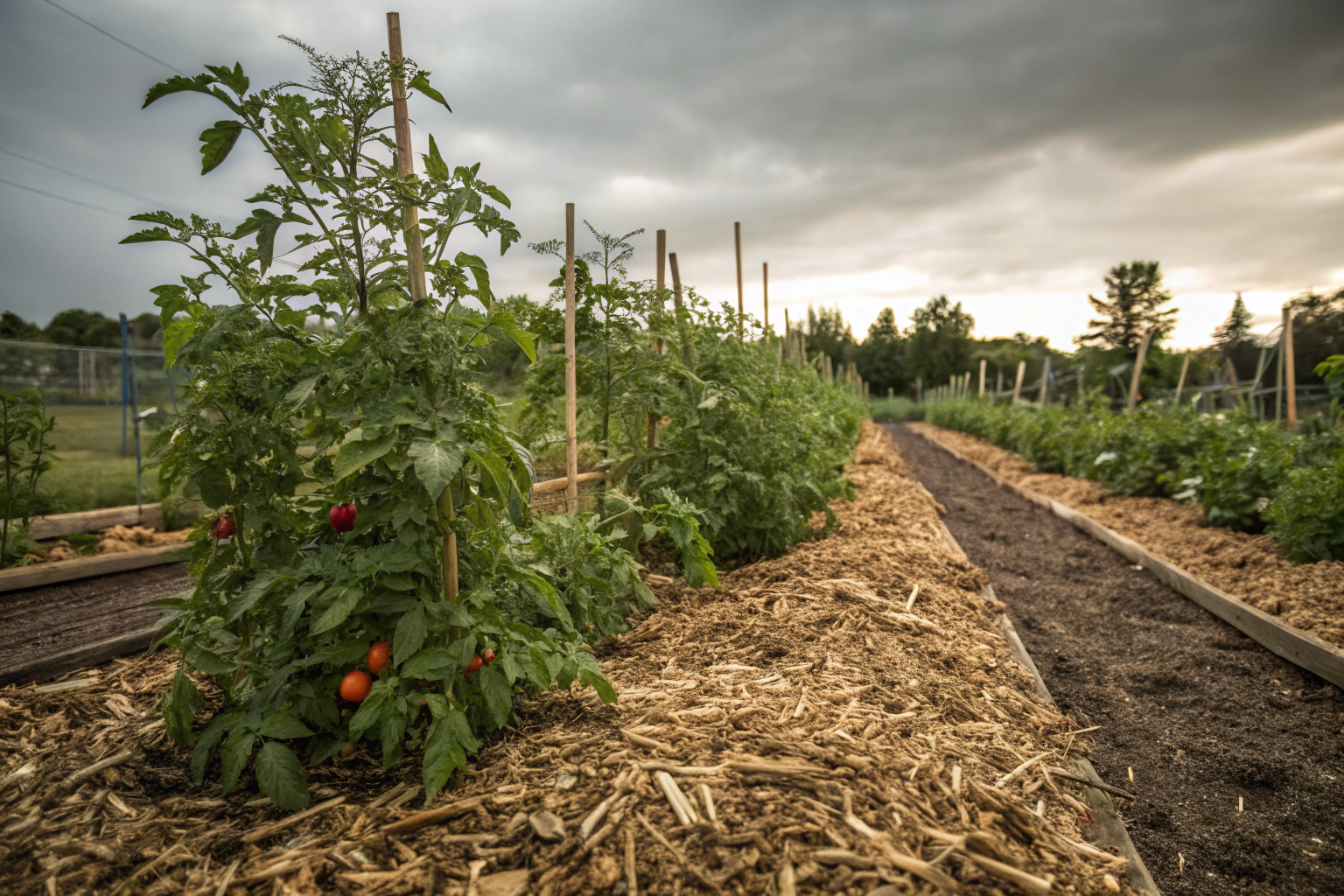 Mulch your garden beds to conserve moisture and suppress weeds—my tomatoes thrived with mulch applied early.