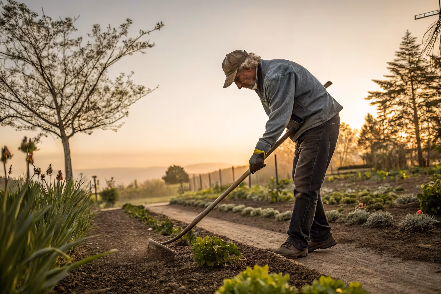 Draw soil toward plants with a garden hoe to cover weeds—it's effective for early weed control pavements.
