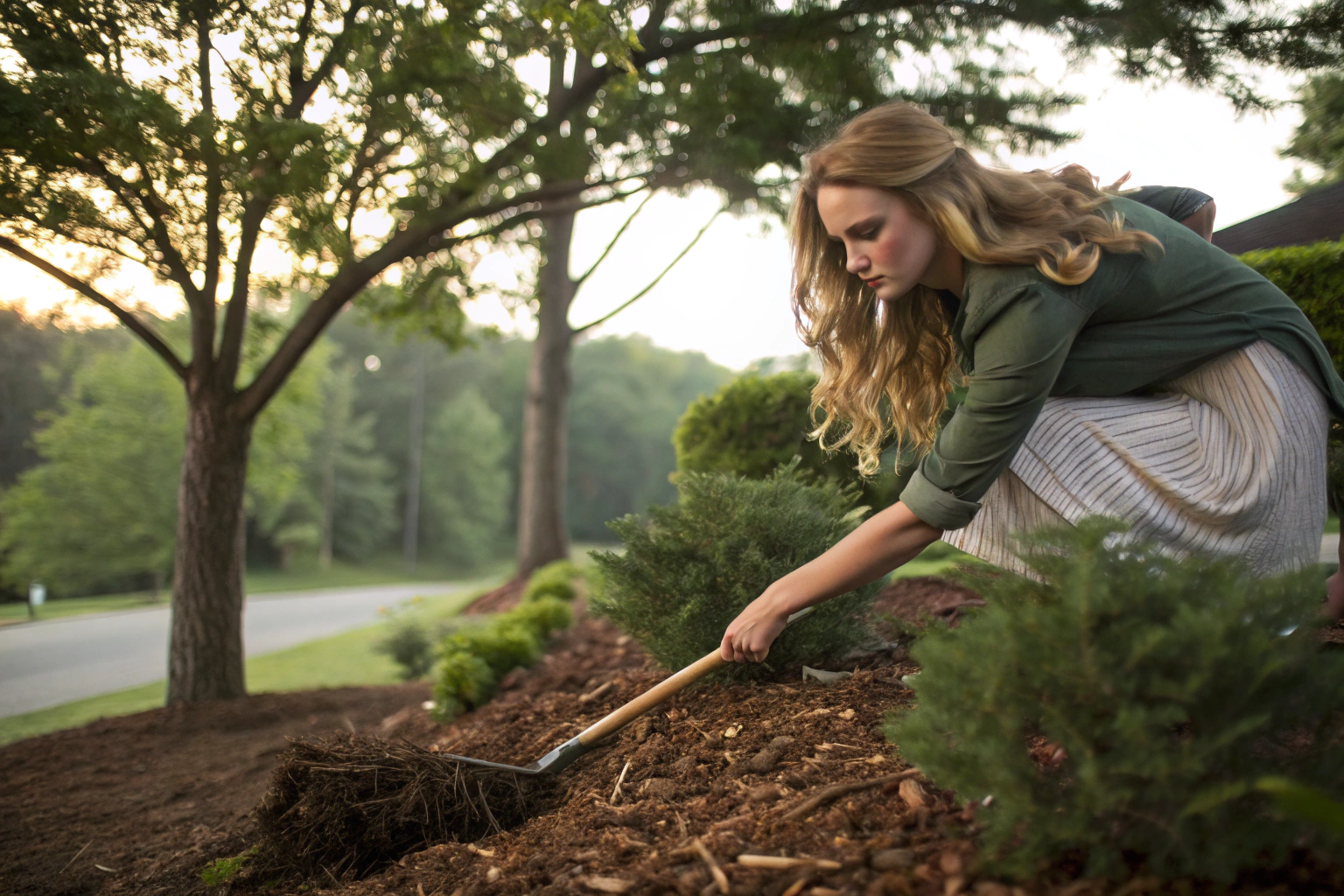 Pine bark mulch improved my soil's texture and moisture, while effectively suppressing weeds around my shrubs.
