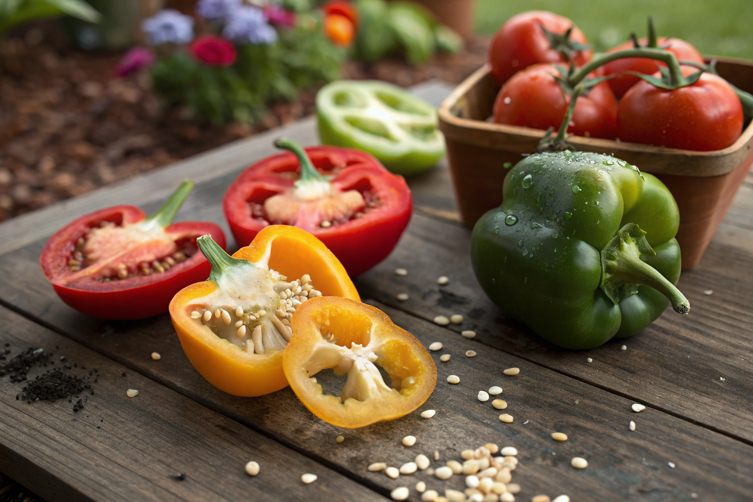 Many vegetables like peppers and tomatoes contain seeds—I save them each season for easy home propagation.