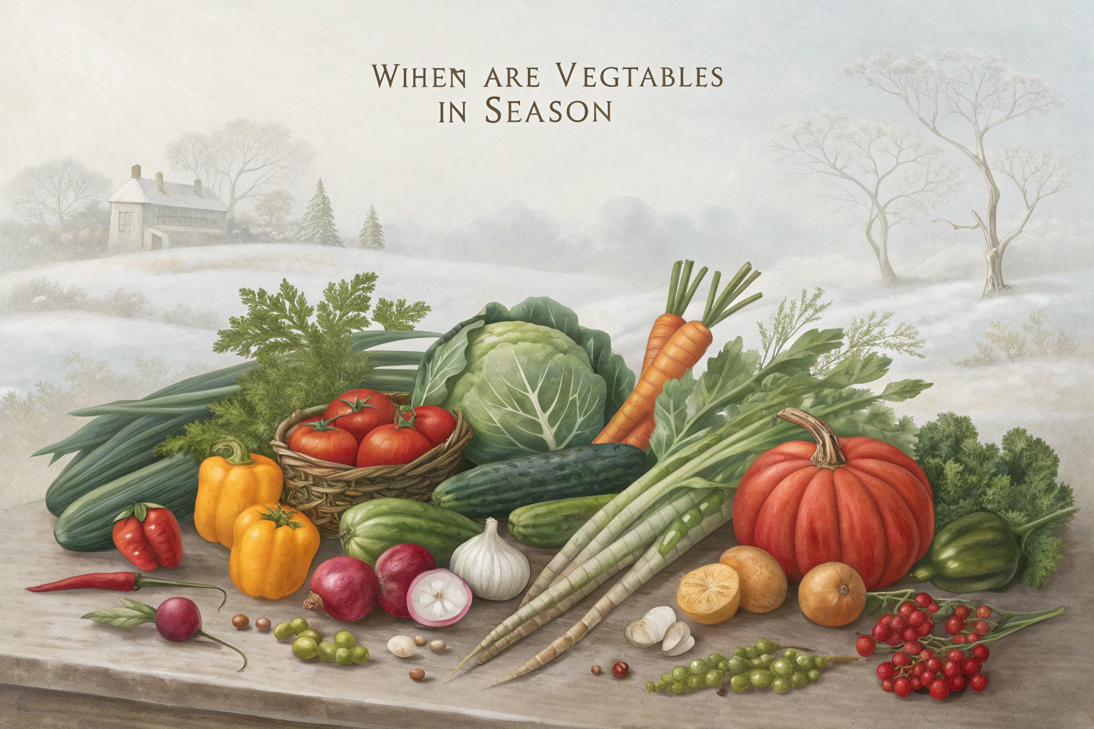 Chart showing different vegetables and the months they are in season.