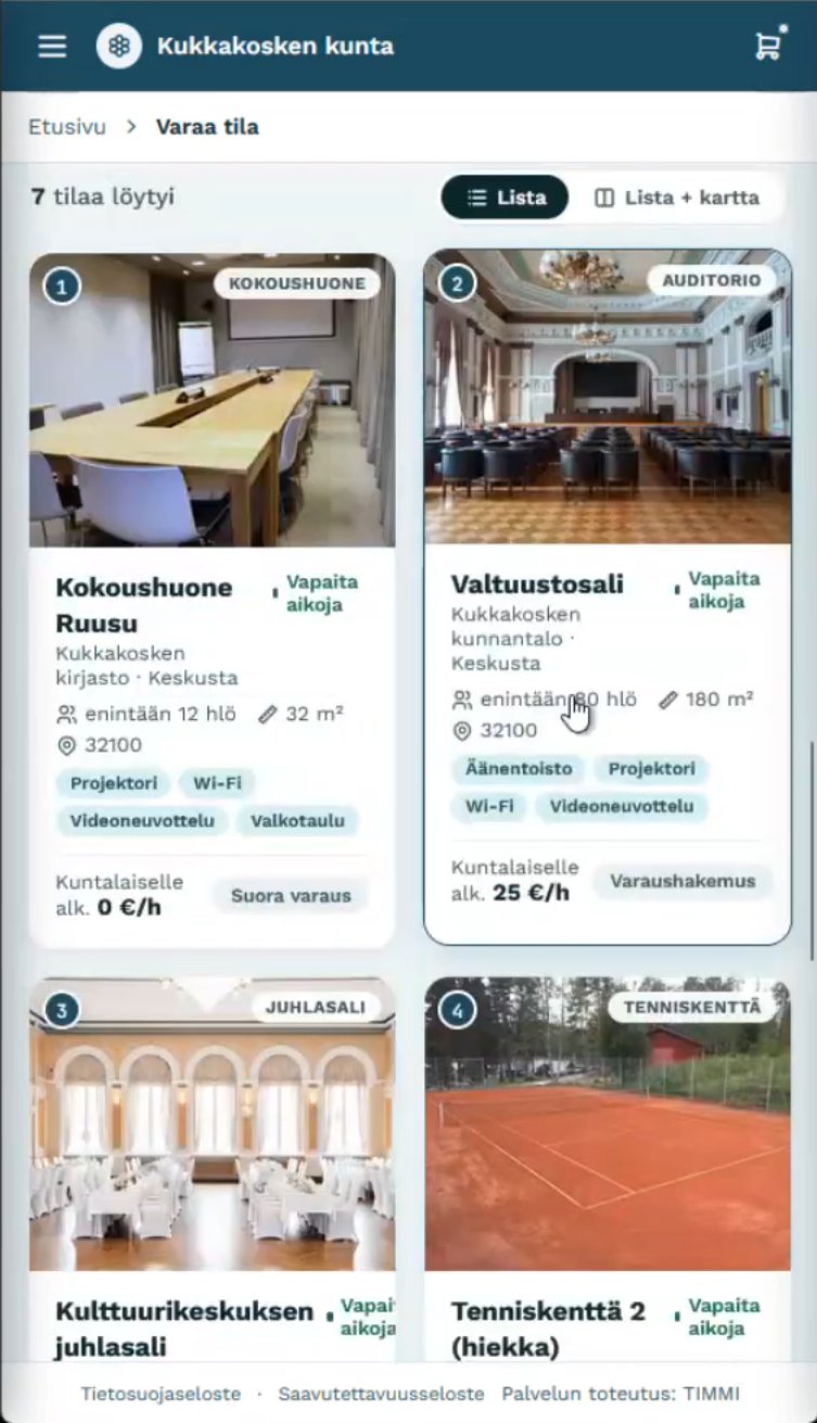 Sähköisen asioinnin prototyyppi mobiilissa: tilan haku ja varaaminen