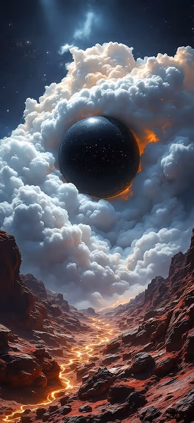 Fantasy planet and clouds wallpaper