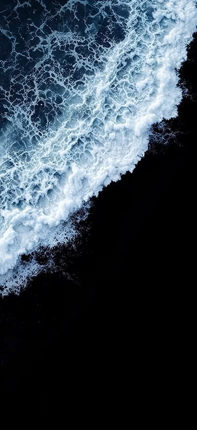 Aerial view of black beach and sea wallpaper