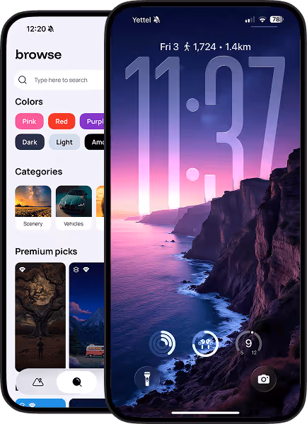 hero image with a phone mockups that contain depth effect wallpaper on one phone and an app preview on the other