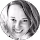 Black and white headshot of a smiling woman with short hair.