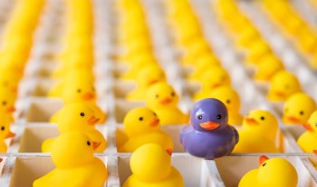 Shown is a large amount of rubber ducks in rows. Post title: Tools To Use When Getting Unstuck