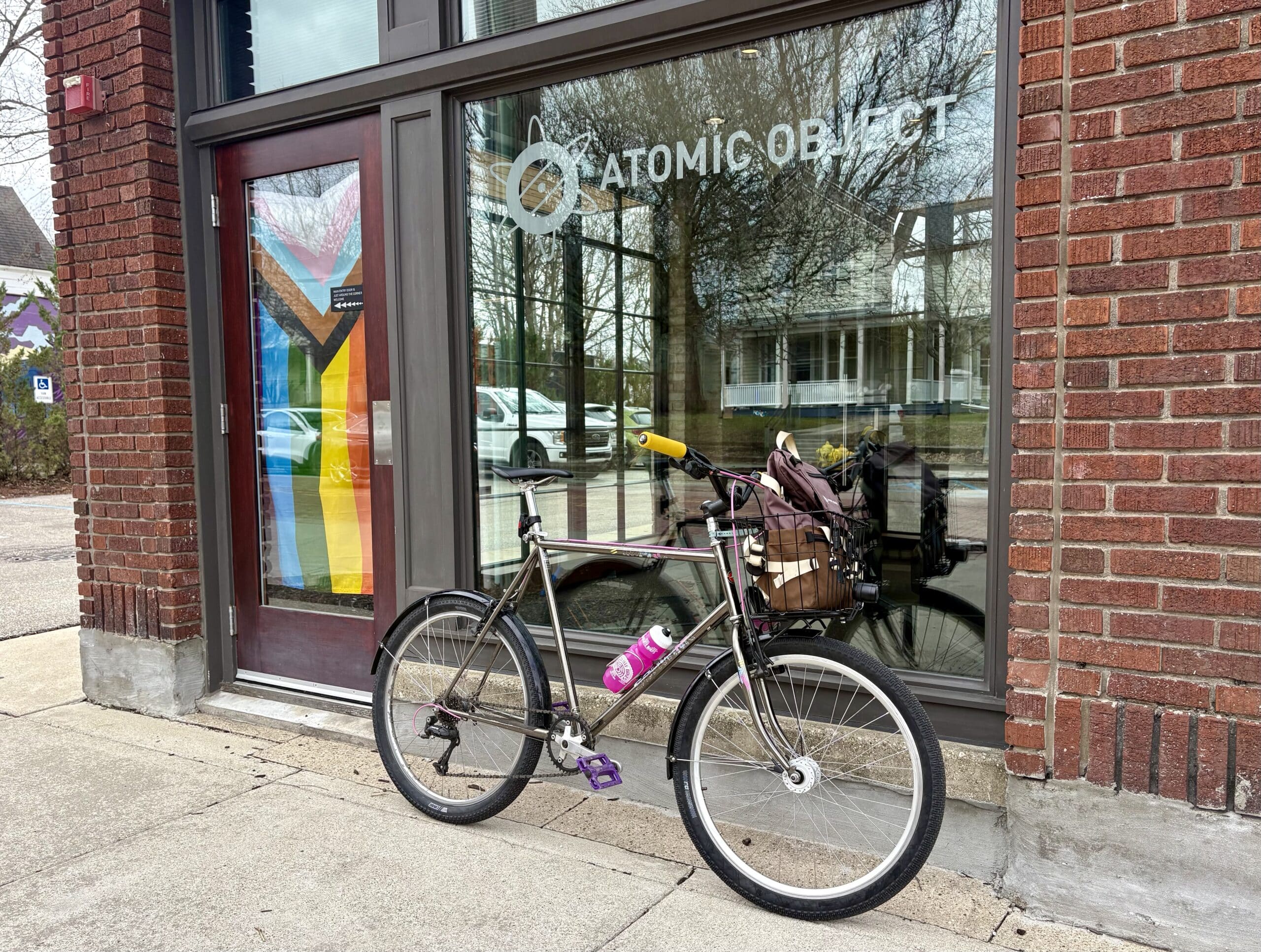 A biked parked in front of the Atomic Object office. Post title: Most of What's Stopping You From Biking to Work Isn't Real