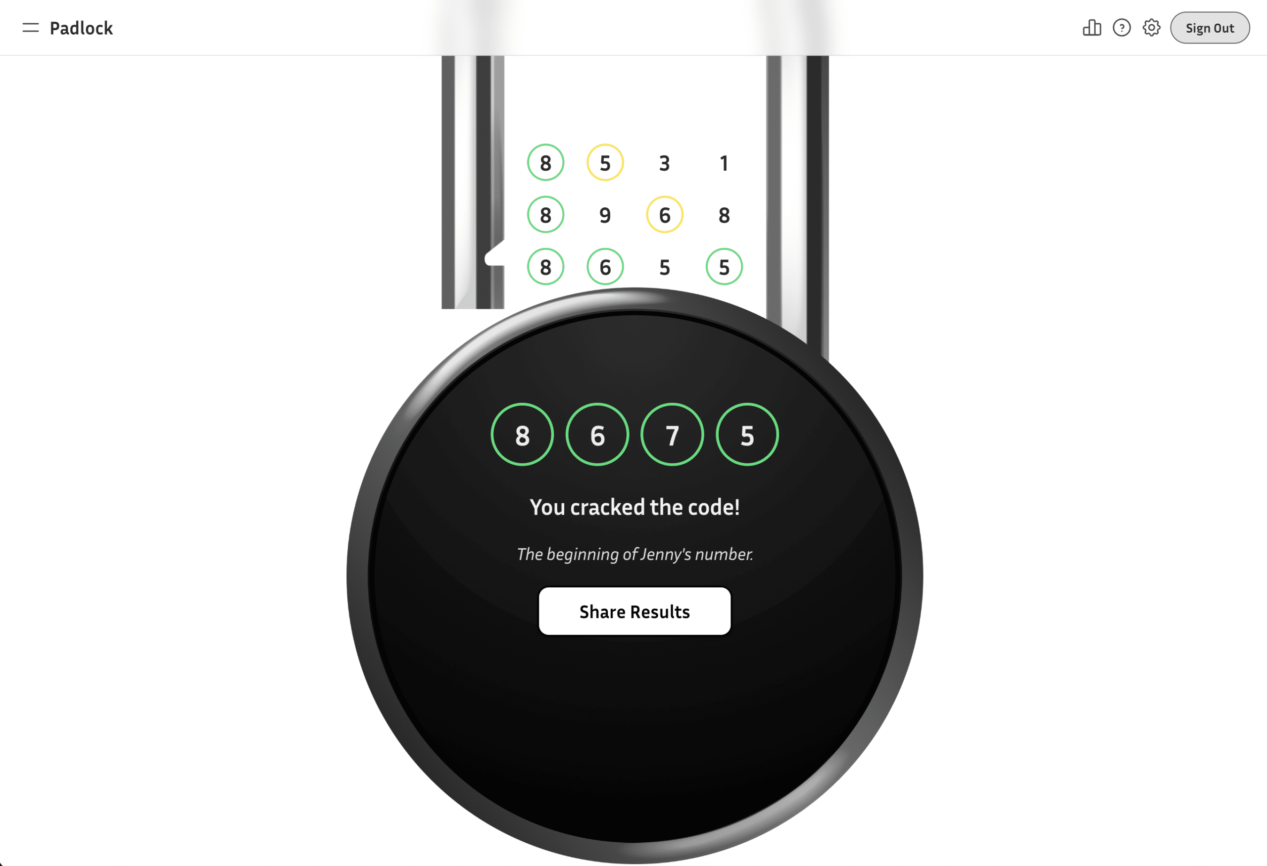 Image showing the success screen for completing the puzzle on Padlock. Post title: Using AI to Launch a Product: From Wireframes to a Working Prototype (Without Writing Production Code)Wireframe interface showing the game screen for Padlock.Updated UI image showing a padlock with a digital keypad.