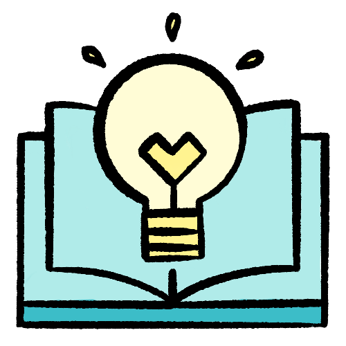 Open book with a lightbulb