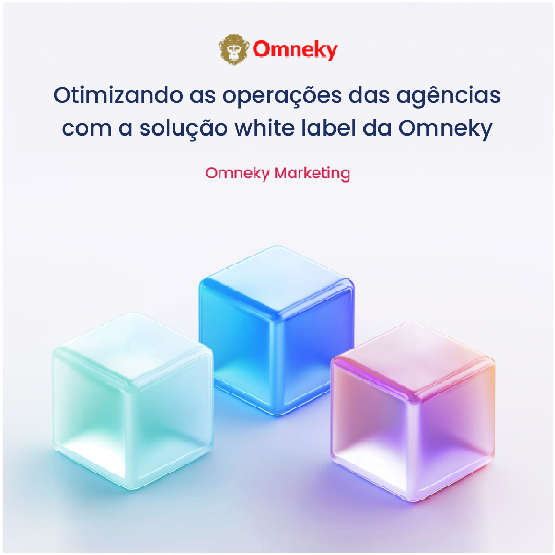 Painel de soluções White Label Agency da Omneky, apresentando fluxos de trabalho simplificados, ferramentas de gerenciamento de marca e insights orientados por IA para agências.
