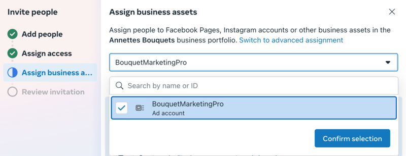 Business portfolio - Assign business assets