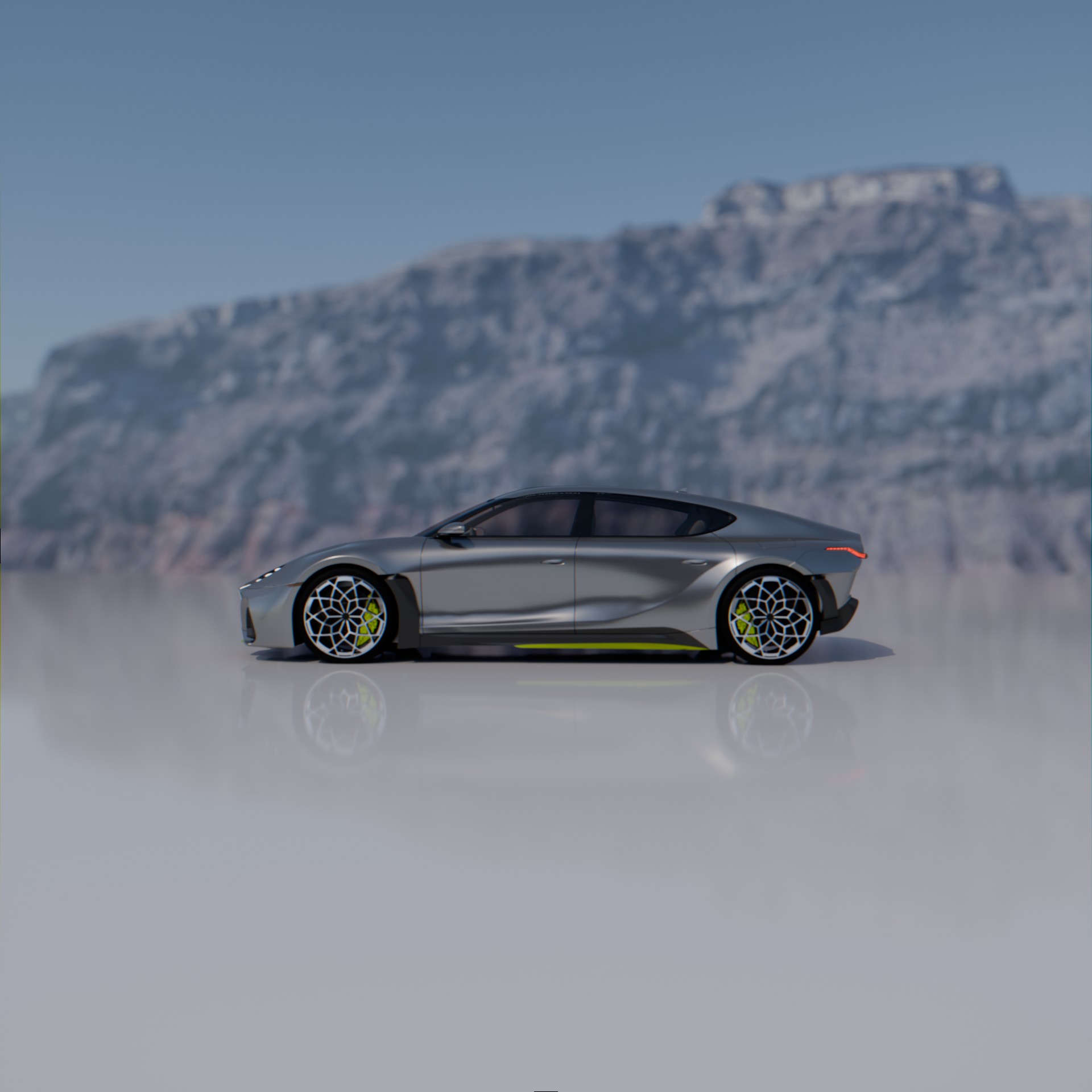 Nassau EV GT, a four-seat electric grand tourer concept, side view render