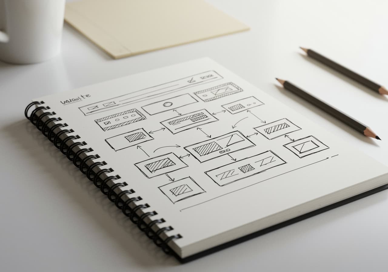 planowanie struktury strony internetowej na kartce