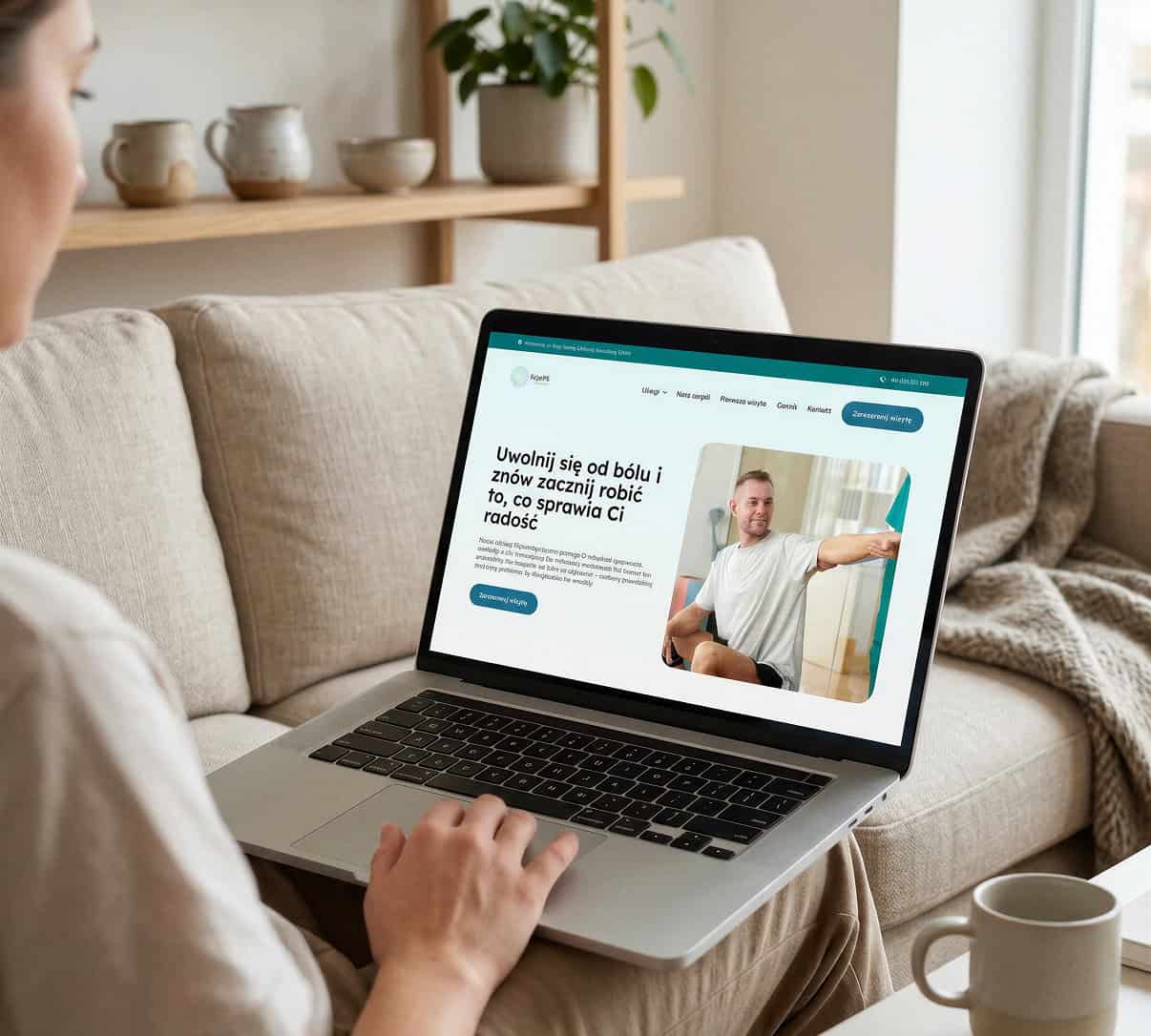 Indywidualny projekt graficzny strony internetowej pokazany na ekranie laptopa