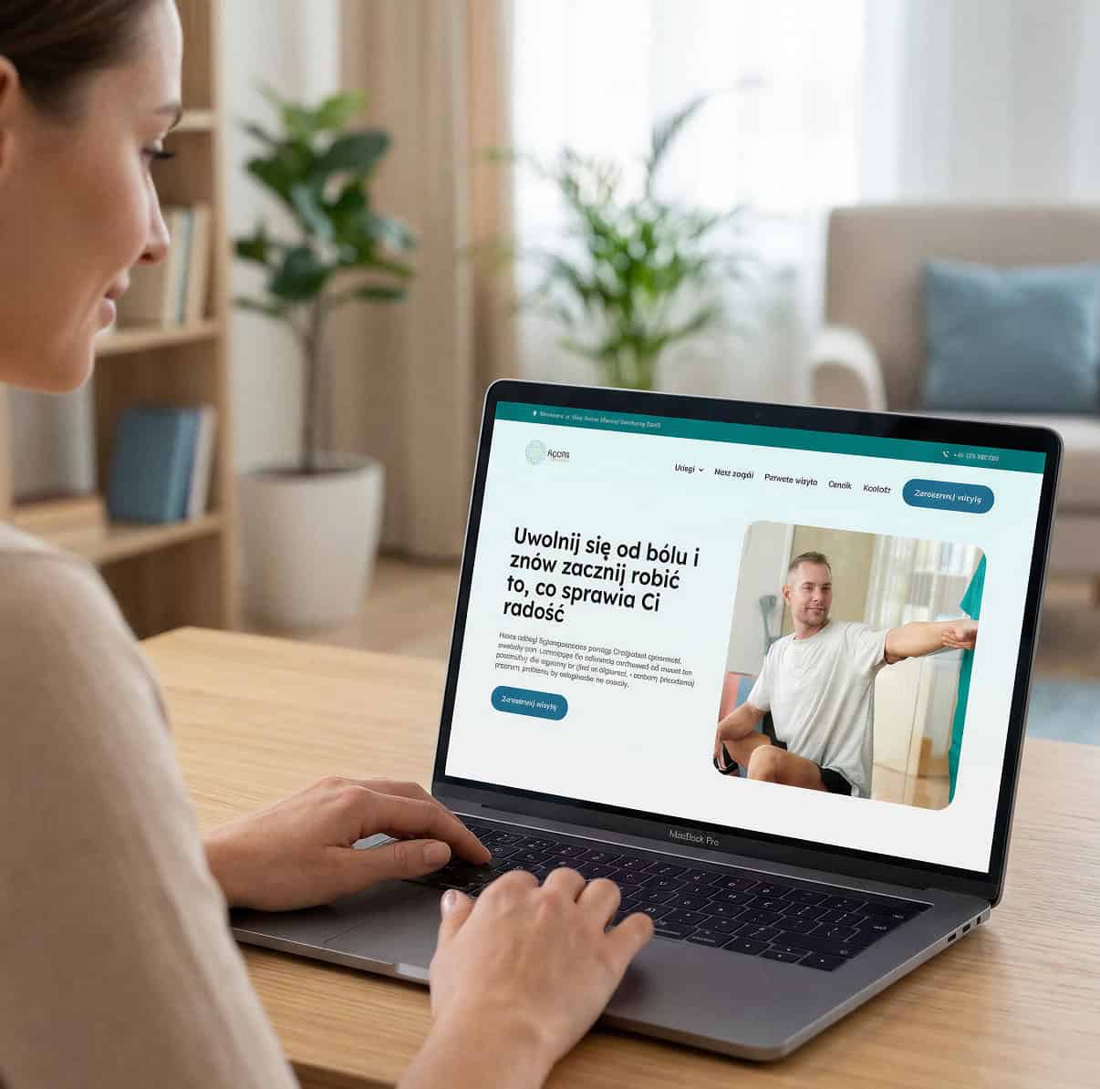 Indywidualny projekt graficzny strony internetowej pokazany na ekranie laptopa