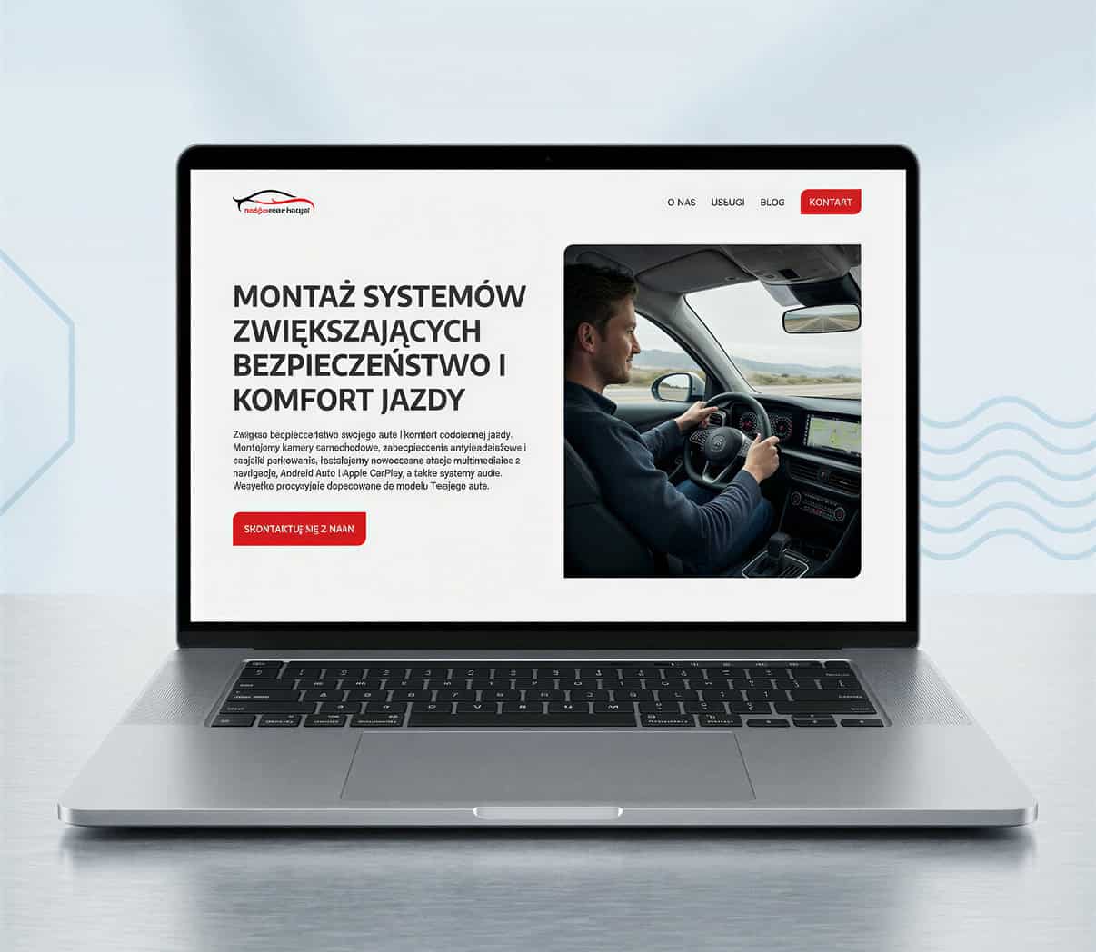 Indywidualny projekt graficzny strony internetowej pokazany na ekranie laptopa