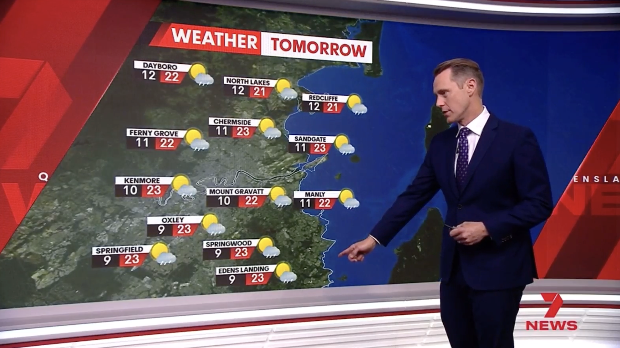7NEWS meteorologist presenting a weather forecast using IK Weather Insights