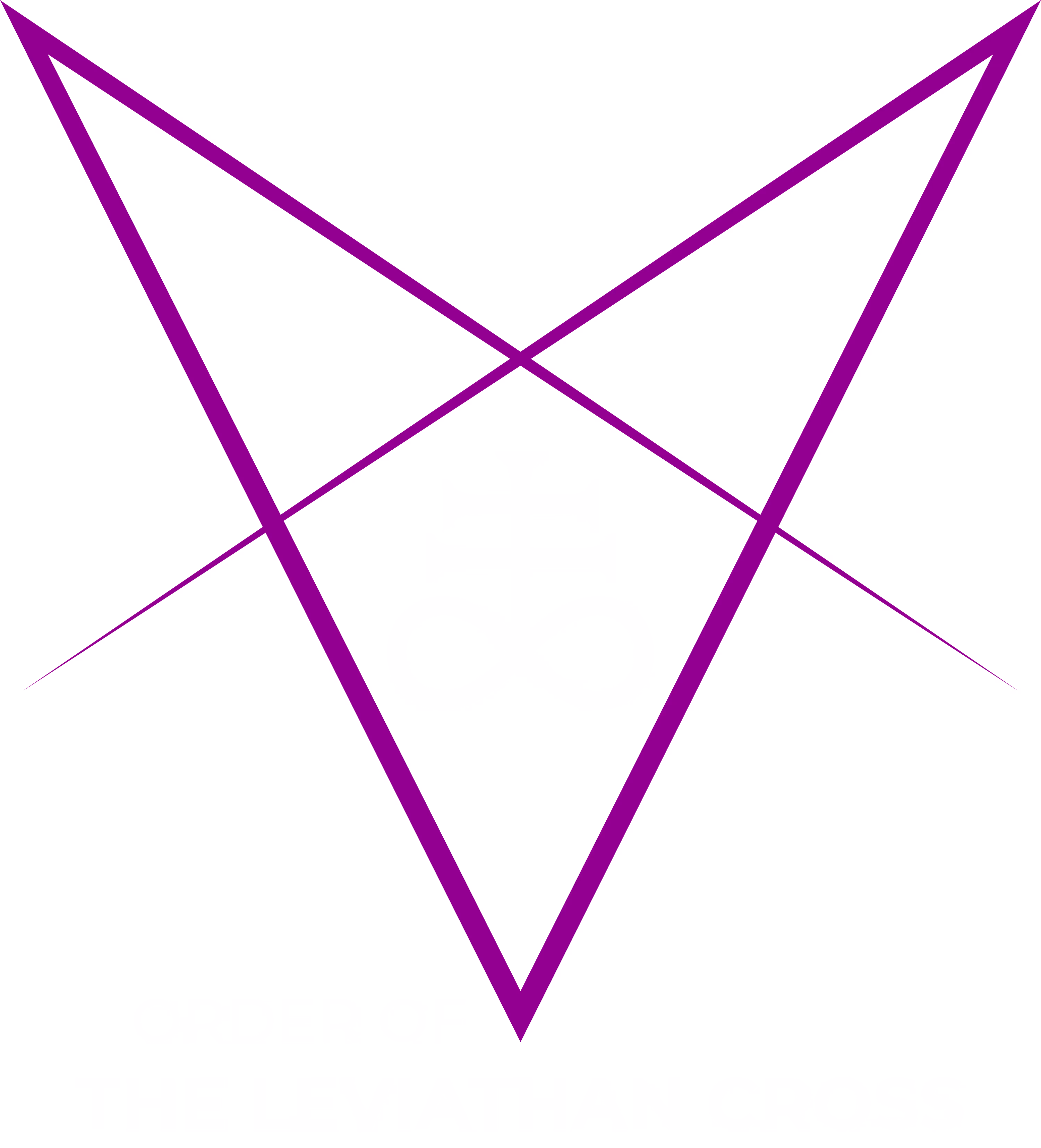 A Leviathan Cross inside of a partial pentagram above the text "Order of the Leviathan Cross."
