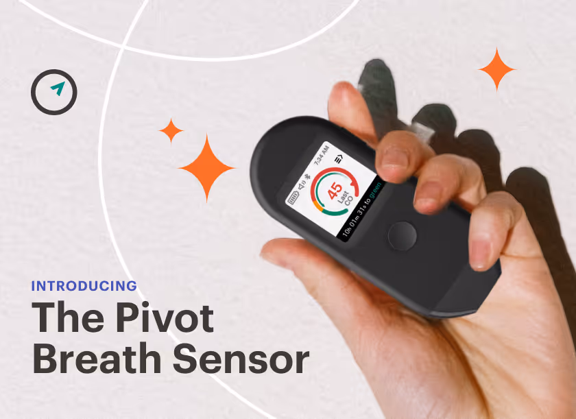 Hand holding the Pivot Breath Sensor