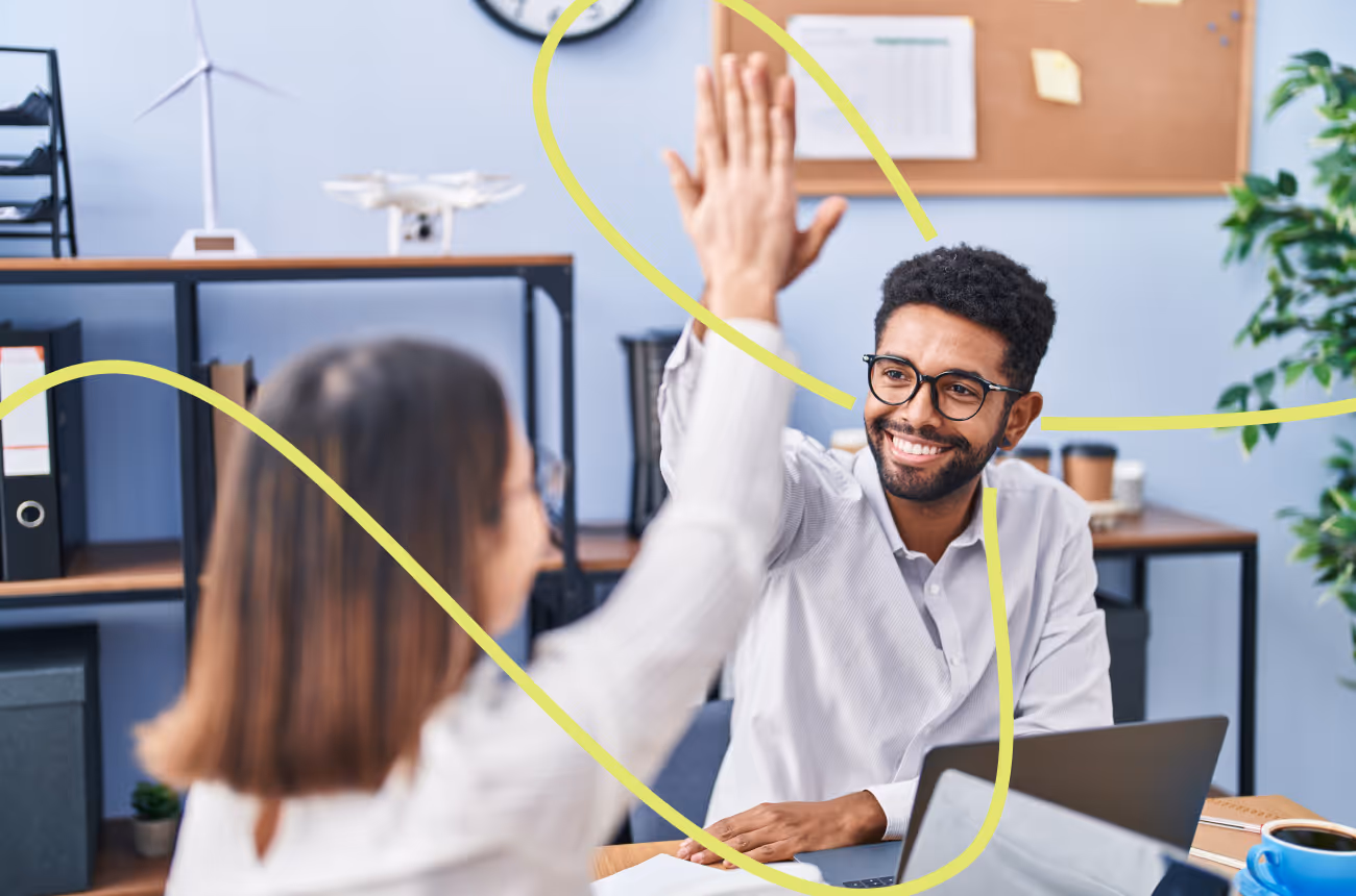 business people high fiving