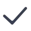Dark blue checkmark symbol on white background, indicating confirmation or completion status icon.