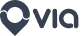 Dark blue Via logo featuring a stylized map pin icon with a circular shape and lettering.